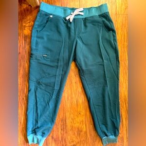 Women’s FIGS Zamora Jogger Teal Green Scrub Pants Size Large Petite